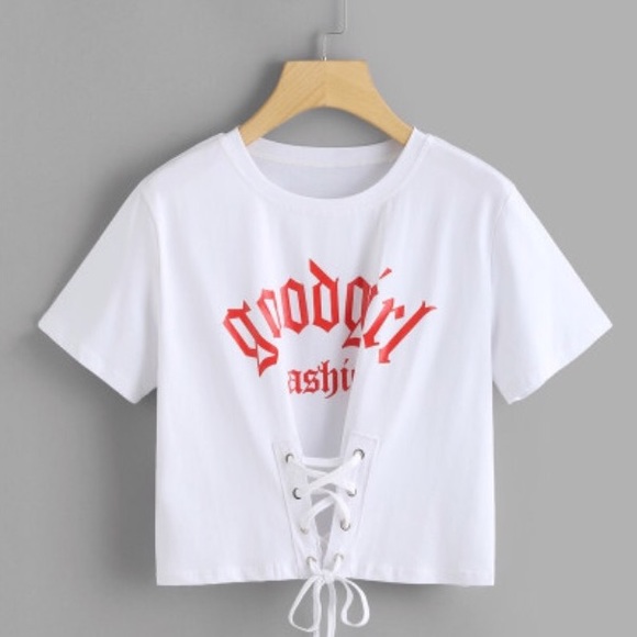 Tops - Lace Up Graphic Tee